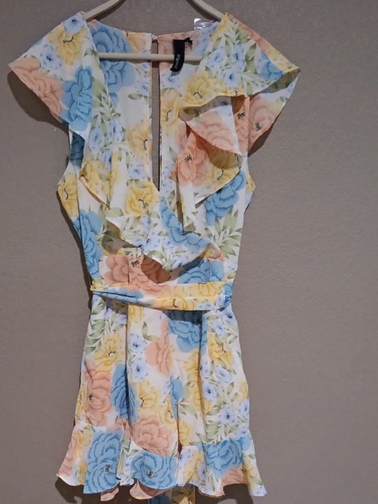 Pants - bigHitFloral Ruffle V-Neck Romper with Belt